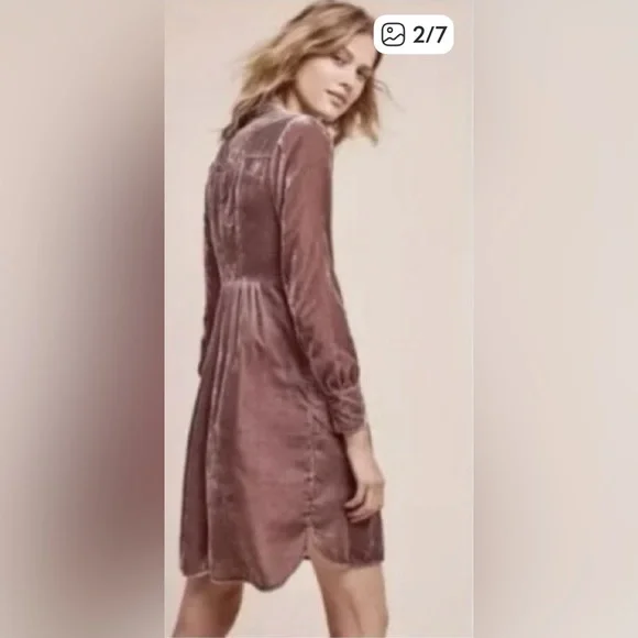 Anthropologie Holding Horses Crushed Velvet Dress, Size XXSP. - Picture 3 of 13